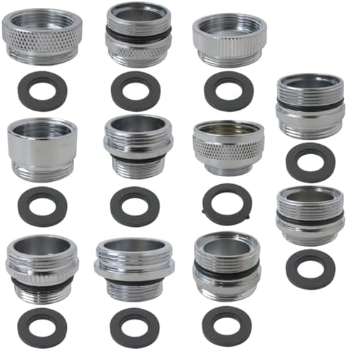 New 11Pcs Brass Faucet Adapter Kit, Kitchen Sink Aerator Adapters, Male Female Connectors for Faucet with Removable Aerators to Water Filter, Garden Hose, RV by MSMUSAS