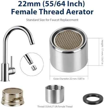 6Pcs Faucet Aerator, 55/64 Inch 22mm Female Thread Sink Aerator Replacement - Image 2