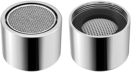 Faucet Aerator Female, Bathroom Sink Aerator, Chrome Brass Shell 55/64in 22mm Faucet Filter with Gasket for Kitchen Bathroom Silver(2 Pcs) by Miouak