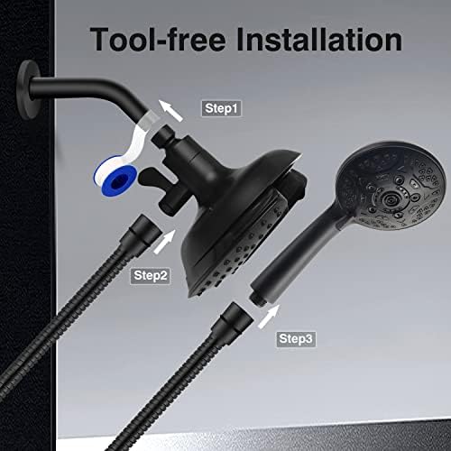 INAVAMZ 2 in 1 Shower Head with Handheld Combo High Pressure Black 2.5 GPM - Image 7