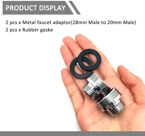 2 Pcs 28mm Male to G1/2 Male Thread Metal Faucet Adaptor,Brass Kitchen Sink Aerator Adapter,For Connecting Water Filter,Garden Hose,With Gaske - Image 5