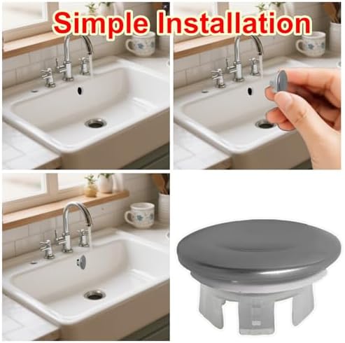 6 Pack Stainless Sink Basin Overflow Ring,Sink Overflow Ring Stainless Steel Round Drain Cover,Basin Trim Ring Insert in Hole Round Caps for Home,Sink,Bathroom,Kitchen - Image 5