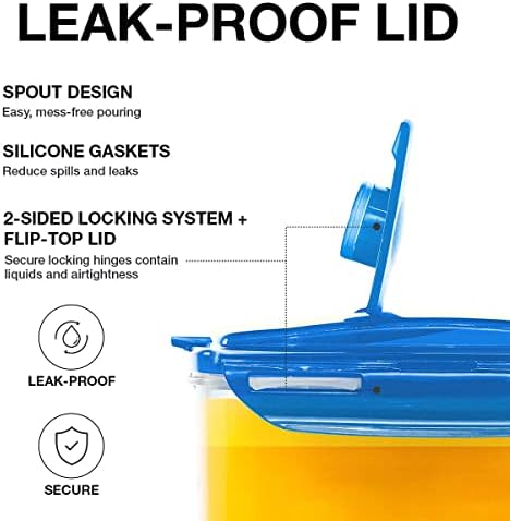 LocknLock Aqua Fridge Door Water Jug with Handle BPA Free Plastic Pitcher with Flip Top Lid Perfect for Making Teas and Juices, 2 QT, Blue (Pack of 5) - Image 2