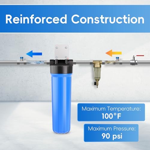 iSpring HB28B Whole House Water Filter Housing, 20" x 4.5" Universal Housing for Whole Home Water Filtration w/ 1" NPT Ports Pre-Filtration System - Image 3