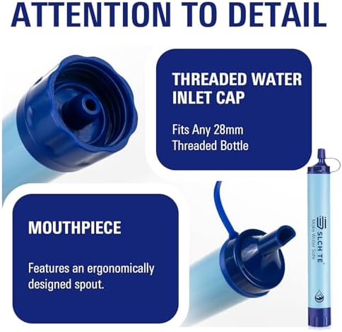 Portable Water Filter Straw Kit, 0.01 Mmicron Reusable Water Filtration, 5-in-1 Survival Gear for Camping, Hiking, Emergency, 1 Pack - Image 4