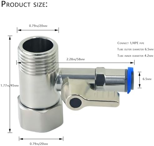 LYMLHVTG 1/2"x1/2"x1/4" Stainless Steel Tee Stop Valve - Image 3