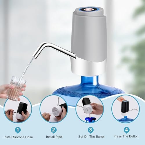 Korser Water Dispenser for 5 Gallon Bottle, Automatic Electric Water Jug Dispenser, Rechargeable Water Dispenser Pump, USB Charging Portable 2-5 Gallon Pump for Kitchen, Camping - Image 6