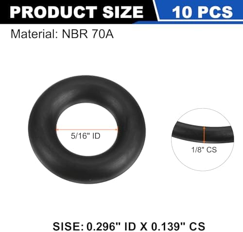uxcell 10Pcs AS-203 NBR 70A O-Rings 5/16"ID x 1/8"CS/0.296"ID x 0.139"CS - Image 2
