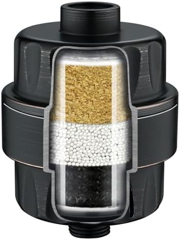 BRIGHT SHOWERS Shower Filter, High Output Shower Head Filter, 3-Stage Filtration for Hard Water & Chlorine Removal, Improves Skin, Hair & Nails, Universal Fit, Oil Rubbed Bronze by BRIGHTSHOWERS