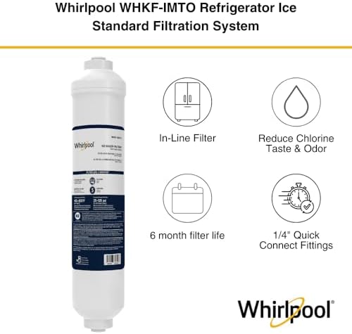 Whirlpool Inline Water Filter WHKF-IMTO, 1/4" Quick Connect Fits Refrigerator, Ice Maker, NSF/ANSI 42 Certified Reduces Chlorine Taste & Odor for Drinking Water and Filtered Ice, 6 Month Filter Life - Image 2