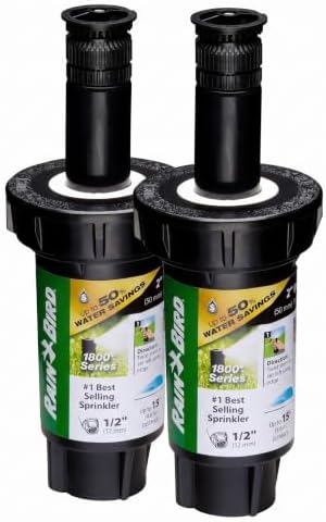 Rain Bird 1802HV15PR Pressure Regulating (PRS) High Efficiency Professional Pop-Up Sprinkler, Adjustable 0° - 360° Pattern, 8' - 15' Spray Distance, 2" Pop-up Height (Pack of 2) by RainBird