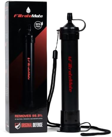 Original Defense® FiltrateMate Portable Water Filter Straw – High-Performance Nanofiber Filtration for Emergency Preparedness, Hiking, and Camping – Purifies up to 1,000 Liters by OriginalDefense