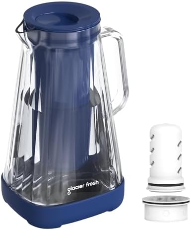 GLACIER FRESH 10 - Cup Purela Glass Water Pitcher With 2 Filters, Blue by GLACIERFRESH