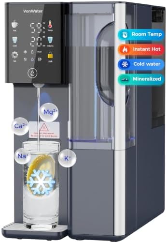 C5ALK-BL Mineral Reverse Osmosis Water Filter Countertop Hot and Cold RO System-3s Instant Hot, 8-Stage RO Filtration, 6 Temp Settings, NSF/ANSI372/42/58, Auto-Fill Pitcher, 3:1 Pure to Drain by VonWater