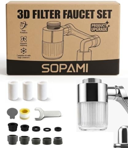 Sopami Water Filter Faucet With 3 Cartridges,Sink Faucet Extender Aerator by Sopami