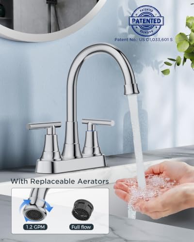 FORIOUS 4 in Centerset Bathroom Faucet Chrome 2 Hole for Commercial 2 Pack - Image 6