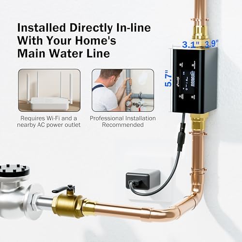 Frizzlife LP365-P Smart Water Monitor and Automatic Shutoff - 0.01 GPM Ultrasonic Micro Leak Detection, Wi-Fi / APP Control, Pressure+Flow Monitoring, 24/7 Water Usage Reports, Fits 3/4" and 1" - Image 6