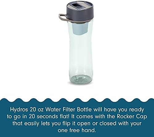 Hydros Water Filter Bottle, 20 Oz, Patented Fast Flo Tech, Dishwasher Safe, 20 Second Quick Fill, Leak Proof, BPA Free, Green - Image 2