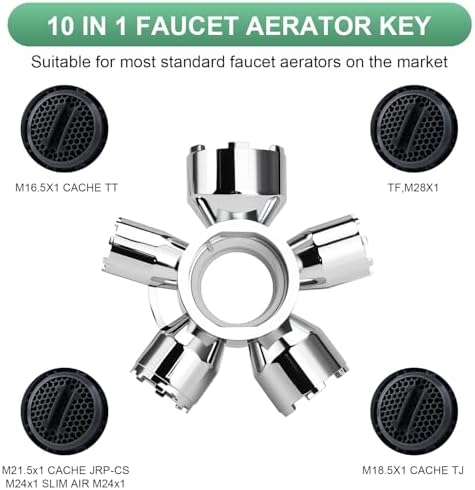 Upgraded Metal 10-in-1 Faucet Aerator Tool - Universal Heavy-Duty Metal Removal Key, Compatible with TT/TF/STD Aerator Types, Covers Full Size Range M16.5 to M28, Must-Have for DIY Plumbing Fixes - Image 2