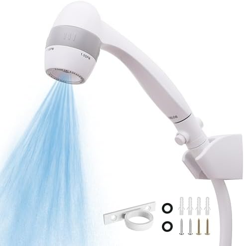 High Pressure RV Shower Head with Hose and On Off Switch, 3 Flow Rate for Saving Water, White by Awelife
