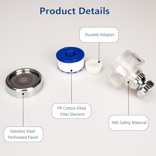 14 Pcs Sink Water Filter with Filter Elements Set, Universal Sink Faucet Filter 360°Rotating,Tap Water Filter Removes Fluoride Hard Water,Faucet Filter Faucet Extender for Home Kitchen Sink - Image 4