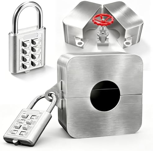 Outdoor Faucet Lock, Heavy Duty Metal,for 1" to 2.95" Dia Valve Handles,Water Spigot Lock by MENGBEI