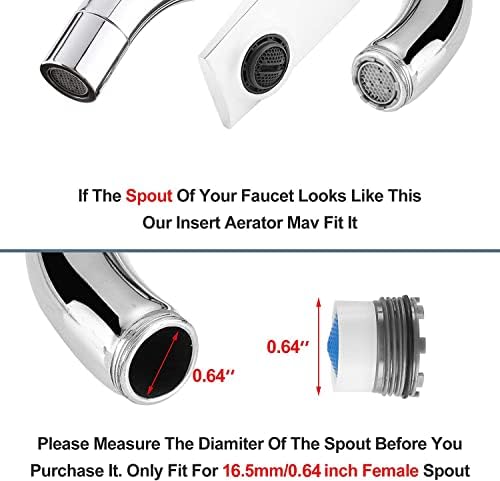 5 Pieces Faucet Aerator - Insert Water Tap Aerators Faucet Flow Restrictor Replacement Parts for Bathroom or Kitchen, 1.2GPM，16.5mm/0.64Inch - Image 6