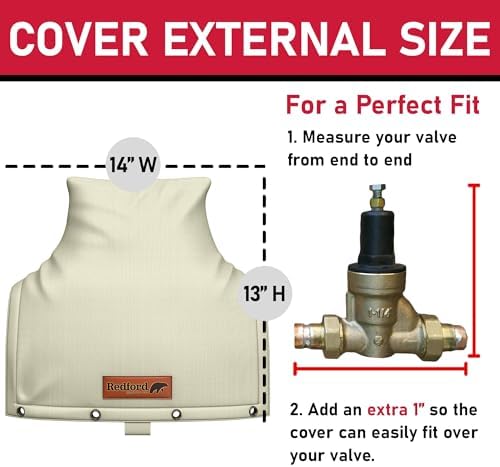 Redford Supply Co. Cold Snap (0°F) Backflow Preventer Insulation Cover, 14"W x 13"H, Pipe Insulation, Water Sprinkler Covers for Outside, Sprinkler Backflow Cover for Winter, Well Pump Bag (Beige) - Image 5