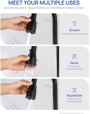 J-HVA Metal Kitchen Faucet Head Replacement with 15 Adapters, Matte Black - Image 3