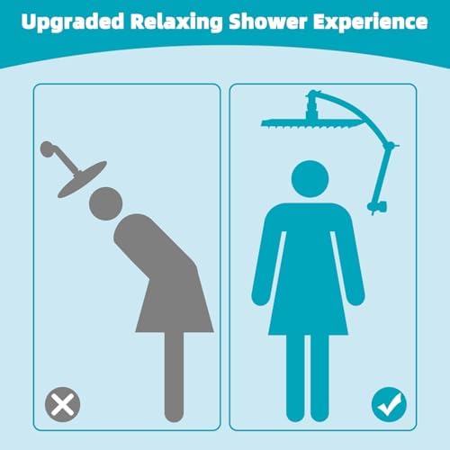 Hibbent Rain Shower Head, 13'' High Pressure Rainfall 5 Spray Mode Showerhead with 16" Shower Head Extension Arm, Brass Adjustable Shower Arm Extender, Waterfall fixed Showerheads, Brushed Nickel - Image 6