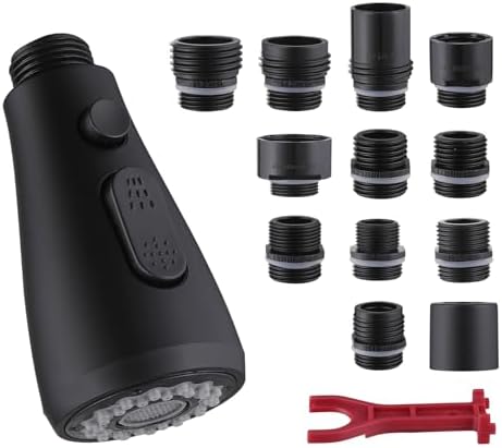 Kitchen Faucet Head Replacement 2 Modes with 12 Adapters, Pull Down Spray Head for Kitchen Faucet, Kitchen Sink Sprayer Replacement Compatible with Moen, American Standard, Kohler Faucets by KOOTTI