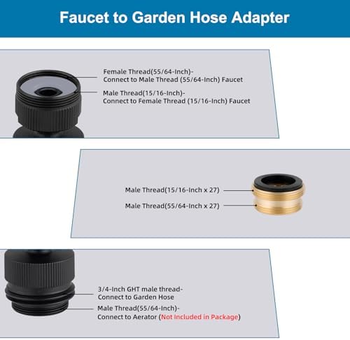 Hibbent Sink Faucet to Garden Hose Adapter, Swivel 3/4" Faucet Adapter - Image 2