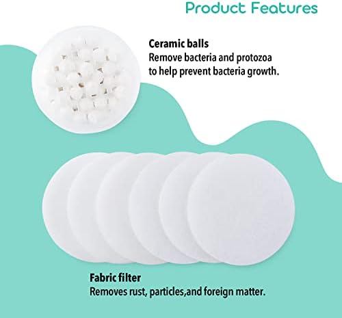 Fabric & Ceramic Ball Filters Set for Barumi Livo Kids Handheld Showerhead | Dual Filtration Removes Rust and Fine Particles from Tap Water, Easy Installation - Image 2