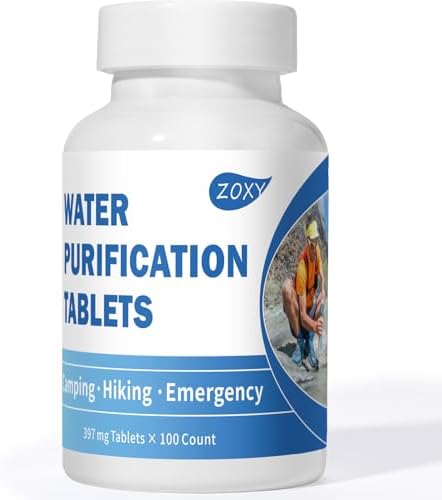 Water Tablets Purification for Drinking (100 Count) - Water Filtration System Survival for Camping, Boating, Hiking, Backpacking, Emergencies - Portable Water Treatment for Safe Drinking Anywhere by Unknown