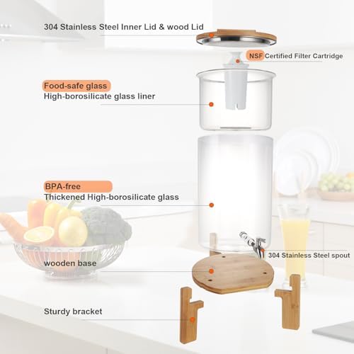 Glass Water Filter Pitcher,2.25 Gallon Water Filter Dispenser with Filter,BPA-Free,Reduces Chlorine and More,Softens the Water,Large Clearly Filtered Water Pitcher for Home,Office and Kitchen - Image 5