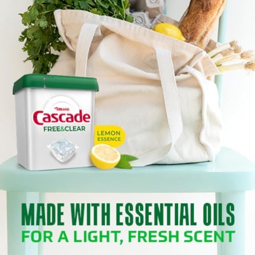 Cascade Free & Clear Dishwasher Pods, Dishwasher Detergent, Dish Detergent Soap, Lemon Essence, 19 Count - Image 6