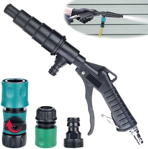 LURKA Coolant System Flush Gun, Lever Action Heater Core Flush Kit with 3/4" & 1/2" Garden Hose Adapters/Shut-Off Valve, Air & Water Combo Radiator Flusher, Nozzles for 5 Sizes of Hoses (19-40mm) by Unknown