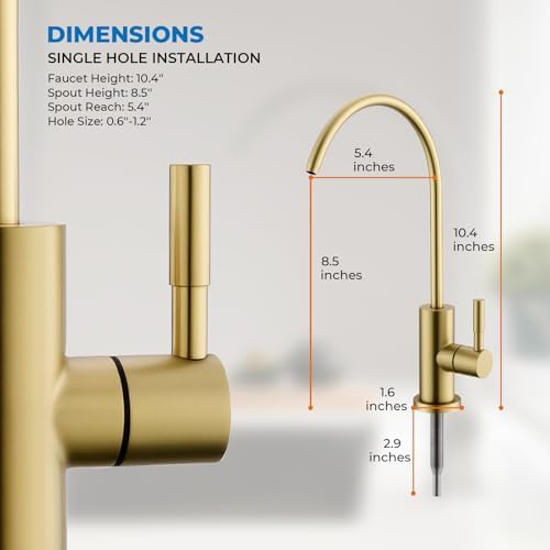 WEWE Drinking Water Faucet for RO System, Non-Air Gap, Brushed Gold - Image 4