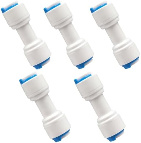 1/4 inch to 1/4 inch Quick Connect Adapter – 5PCS Push to Connect Fittings for RO Water Systems, Refrigerator Water Lines, Filters & Purifiers, Water Line Adapter Kit (1/4") by Unknown