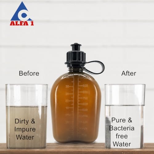 ALFA 1 Translucent See-Thru Military Water Filter Canteen, OD Green, 1 Quart/32oz | Built-in Nano Filter | Improves Taste & Odor | Camping, Hiking, Backpacking, Outdoor & Travel - Image 3