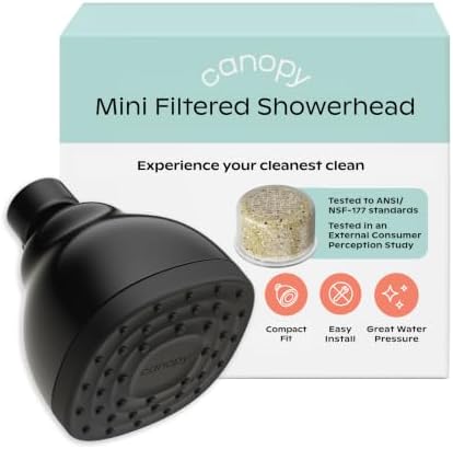 Canopy Mini Filtered Shower Head - Compact Filter for Hard Water - Black by Canopy