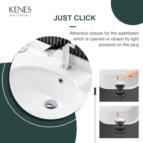 KENES Chrome Pop Up Bathroom Sink Drain Assembly with Overflow - Image 4