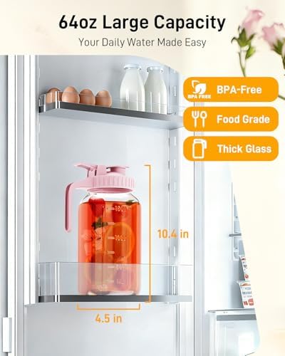 64 oz Mason Jar Pitcher, Glass Pitcher with Lid for Sun Tea & Iced Tea - Image 2