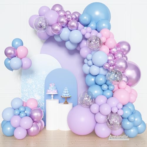 Amandir 153pcs Pink Purple Blue Balloons Arch Garland Kit Different Sizes by Amandir