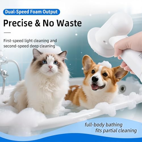 Electric Rotating Massage Dog Shampoo Spray Dispenser with Foam Brush [2026 Upgraded Version] Dual-core Electric pet Bath Brush | 2-Speed Variable Frequency SPA × Double Bubbles - Image 2