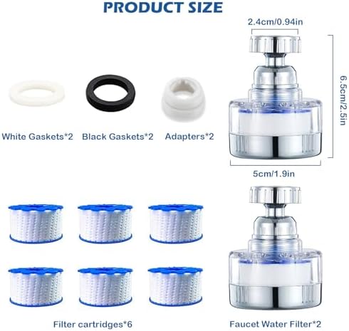 2 Pack Sink Water Filter Faucet: Bathroom Sink Filter - 360° Rotating Faucet Filters Purifier Kitchen Tap Filtration Removes Chlorine Fluoride Heavy Metals Hard Water for Home Bathroom & Kitchen - Image 6