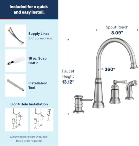 Moen 87042SRS Edison One-Handle High Arc Kitchen Faucet - Image 3