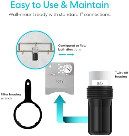 Brio Whole House Water Filter System w/Gauge & Fast-Flow Sediment Filter (5 Micron) 4.5" x 10" | Removes Dirt, Improves Taste & Protects Home Appliances | 720 GPH | 50,000 Gallons or 6 Months - Image 7