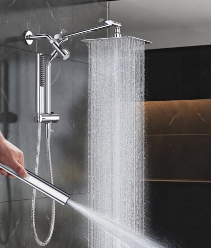 Veken All Metal Luxurious Rain Shower Head with Handheld,High Pressure Jet by Veken