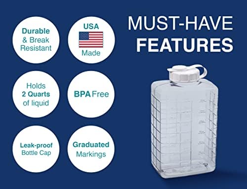 Arrow 2 Quart Jug for Cold Drinks - Clear View Plastic Refrigerator Bottle with Cap & Easy-Pour Spout - Graduated Markings - Ideal for Water, Iced Tea, Juice & Milk - BPA Free - Made in USA - Image 3